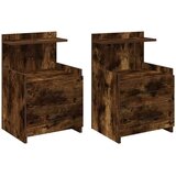 vidaXL Nočne omarice 2 kosa z 2 predaloma dimljen hrast 40x36,5x62 cm | Shoptok.si