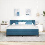 Box Spring Krevet s Madracem Tamno Plave Boje 180x200 cm Baršun | shoptok.hr
