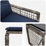  Set vanjskog namještaja s jastukom 5 pcs Siva i mornarsko plava - siva i modra 2x pojedinačna stolica + 2x bar stolica + 1x stol | shoptok.hr
