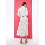 Sinsay Košulja-haljina midi s viskozom i dodatkom lana s cvjetnim printom | shoptok.hr