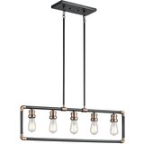 Elstead Lighting Elstead Imahn Stropni lestenec s 5 lučmi, viseča svetilka, črna, naravna medenina, E27, (22098371) | Shoptok.si