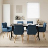 vidaXL Jedilni stoli 6 pcs Blago Modra 60 x 56 x 96 cm | Shoptok.si