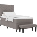 vidaXL Postelja s Škatlastim Dnom z Vzmetnico & Klopjo Taupe 90x190 cm Tkanina, (22083147) | Shoptok.si