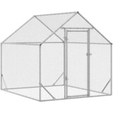 vidaXL Kletka za piščance srebrna 400x170x177cm Cinkana jeklena, (5000204334) | Shoptok.si