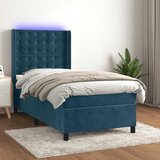  box spring s madracem LED tamnoplavi 80 x 200 cm baršun | shoptok.hr
