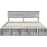  Krevetna konstrukcija s policom Siva Sonoma 200 x 200 cm | shoptok.hr