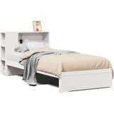 vidaXL Knjižna postelja brez vzmetnice bela 100x200 cm trdna borovina | Shoptok.si