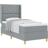 vidaXL Posteljni okvir z vzmetnico Svetlo siva 100x200 cm Tkanina Cene