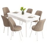 Hanah home trpezarijski set Nix, sto na razvlačenje i 6 stolica, bela ploča, kapućino tkanina Babyface | Eponuda.com