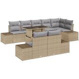 vidaXL set vrtnske sofe 9-delni Siva in bež ratan in poliester, (22065117) | Shoptok.si