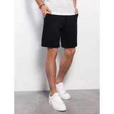 Ombre Men's knit shorts with elastic waistband - black