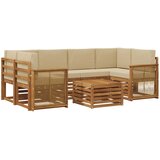  Set vanjskih sofa 7 kom. Prirodna i bež Čvrsto drvo akacije | shoptok.hr