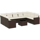 vidaXL 10-dijelni set vrtnih sofa od poliratana s jastucima smeđi | shoptok.hr