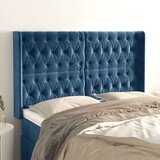  Vzglavje z ušesi temno modro 163x16x118/128 cm žamet, (20952522) Cene