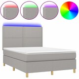 Krevet box spring s madracem LED svjetlosivi 140x190 cm tkanina | shoptok.hr