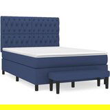 vidaXL Box spring postelja z vzmetnico modra 140x200 cm blago, (20896184) | Shoptok.si