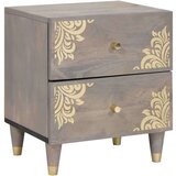 vidaXL Nočna omarica 2 pcs Siva 40 x 33 x 46 cm trden mangov les | Shoptok.si