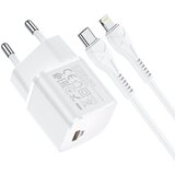 Hoco putni punjač Type C + kabel za iPhone Lightning 8-pin Power Delivery 20W Starter N10 bijeli | shoptok.hr