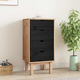  Komoda s ladicama OTTA Crna 45 x 39 x 90 cm Masivna borovina | shoptok.hr