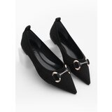 Marjin Women's Buckled Pointed Toe Knitwear Flats Lovren Black Cene