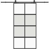 vidaXL Drsna vrata z opremo črna 102,5x205 cm kaljeno steklo | Shoptok.si