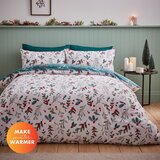 Catherine Lansfield Bela/zelena enojna flanelna posteljnina 135x200 cm Holly and Mistletoe – | Shoptok.si