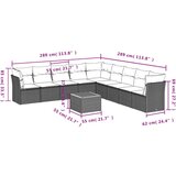  Vrtna garnitura - 10-dijelni set vrtnih sofa od poliratana s jastucima crni - Crna 1 | shoptok.hr