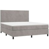  Box spring postelja z vzmetnico svetlo siva 160x200 cm žamet, (20790554) | Shoptok.si
