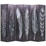 vidaXL Zložljiv paravan 228x170 cm perje črn in bel Cene