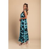 Fenzy Maxi Obleka Z Leopardjim Potiskom, Modra | Shoptok.si