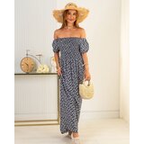 Resti Patterned navy blue women's midi dress - Clothing | Shoptok.si