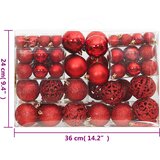  Set božićnih kuglica od 111 komada crveni od polistirena | shoptok.hr