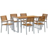 vidaXL 7-dijelni set za objedovanje u vrtu od masivnog bagremovog drva i metala | shoptok.hr