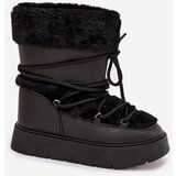 Boto Women's Snow Boots With Fur And Lacing On Platform Black Marinna | Shoptok.si