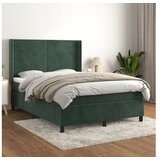 vidaXL Krevet s oprugama i madracem tamnozeleni 140x190 cm baršunasti | shoptok.hr