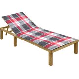 Maison Chic Ležalnik - Sončna ležalnik in rdeča karo blazina impregnirana borovina, (22042615) | Shoptok.si