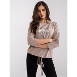 RUE PARIS Blouse-RV-BZ-7547.12P-dark beige | Shoptok.si