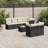Maison Chic Seti vrtnega pohištva - Vrtna garnitura - Vrtni pohištvo set 8-delna z blazinami črn poli ratan, (21800603) | Shoptok.si