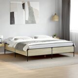 Maison Chic Posteljni okvir - Dvoposteljna postelja - Zakonska postelja sonoma hrast 200x200 cm inž. les in kovina-J5591, (21767706) | Shoptok.si