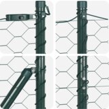 vidaXL šestkotna ograja zelena 1.2x10 m jeklo, ograjni stebri 7 kosov zeleni Ø32 mm 170 cm pocinkano jeklo | Shoptok.si