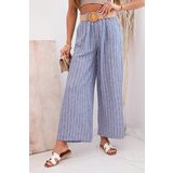 Kesi Włoski Women's wide-leg striped viscose trousers violet Cene
