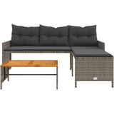  Vrtna sofa L-oblika sa stolom i jastucima siva od poliratana | shoptok.hr