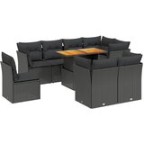 vidaXL Vrtna sedežna garnitura 9-delna z blazinami črn poli ratan, (21094251) | Shoptok.si