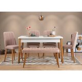 Hanah home Costa 0900 - 2 AB Atlantic PineWhiteStone Table & Chairs Set (6 Pieces) | ePonuda.com