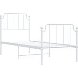 Metalni okvir kreveta s uzglavljem i podnožjem bijeli 75x190 cm | Shoptok.si
