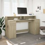  pisalna miza z LED osvetlitvijo, inženirski les, sonoma hrast, 160x55x91 cm | Shoptok.si