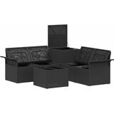  Set sofe 6 kom. 4-Broj sjedala Crna i Plava Poli Rattan i čelik | shoptok.hr