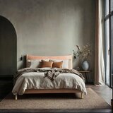 MID.YOU OBLAZINJENA POSTELJA 180 cm x 200 cm , les, tekstil, leseni material opečnato rjava | Shoptok.si