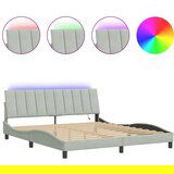 Maison Chic Posteljni okvir - Dvoposteljna postelja - Zakonska postelja z LED lučkami svetlo siv 180x200 cm žamet, (21696515) | Shoptok.si