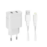 Rivacase hišni polnilec PS4125 WD2 3,4A + podatkovno polnilni kabel Lightning Apple iPhone 13 - bel
